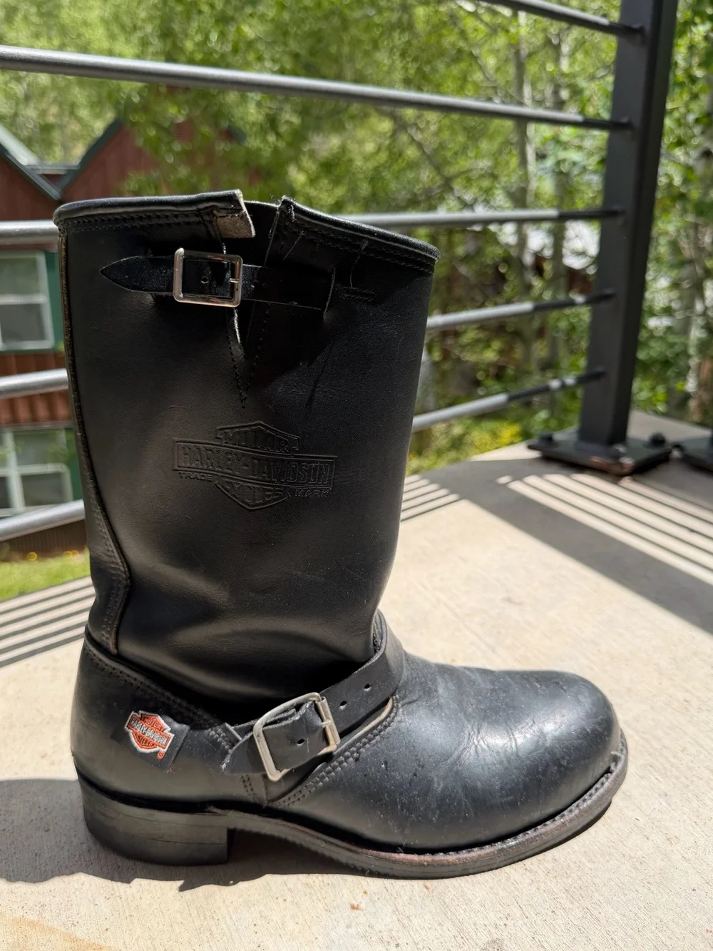 Vintage Harley-Davidson Black Leather Motorcycle Boots